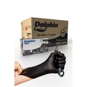 Siyah Nitril Muayene Eldiveni Extra Kalın - Pudrasız